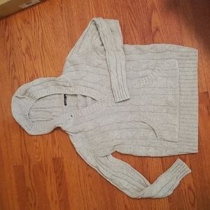 DAISY FUENTES Gray cable knit hoodie, Pullover, pouch pocket, Size Med